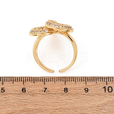 Adjustable Brass Micro Pave Cubic Zirconia Cuff Rings for Women RJEW-B139-08G-03-1