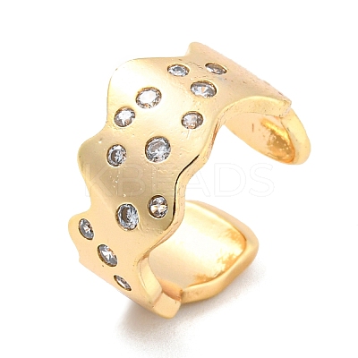 Real 14K Gold Plated Brass with Cubic Zirconia Cuff Earrings LS-EJEW-M232-01G-G-1