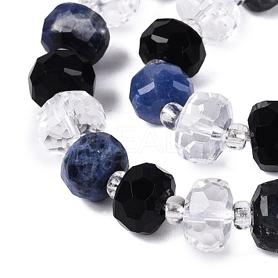 Natural Obsidian & Sodalite & Quartz Crystal Beads Strands G-Q614-03A-04-1