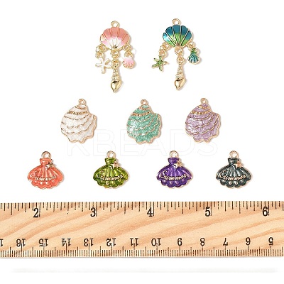 16Pcs 9 Styles Alloy Enamel Pendants ENAM-FP0002-66-1