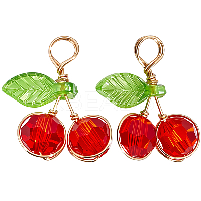 40Pcs Cherry Glass Pendants FIND-BBC0004-45-1