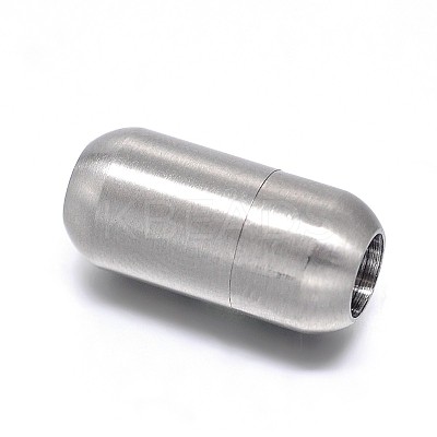 Tarnish Resistant Barrel 304 Stainless Steel Magnetic Clasps with Glue-in Ends STAS-D059-18C-1