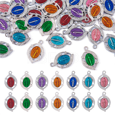 28Pcs 7 Colors  Platinum Plated Alloy Enamel Pendants ENAM-TA0002-30-1