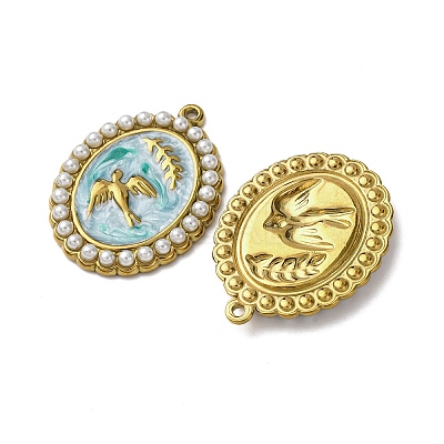 304 Stainless Steel Enamel Pendants STAS-P406-27B-G-1