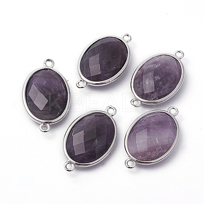 Platinum Tone Brass Amethyst Links connectors G-F339-B10-1