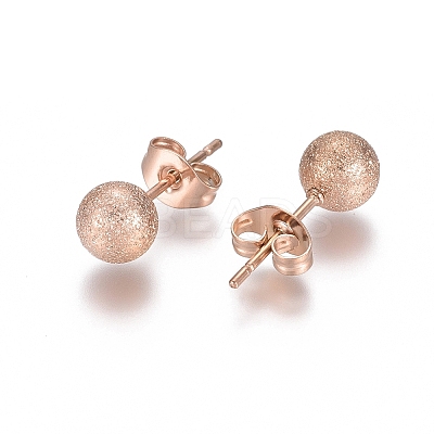 Ion Plating(IP) 304 Stainless Steel Stud Earrings EJEW-L215-58D-RG-1