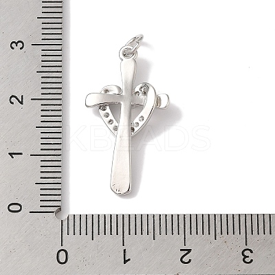 Rack Plating Brass & Clear Cubic Zirconia Pendants KK-L216-055P-1