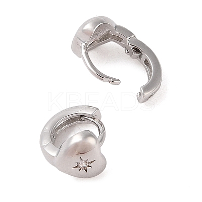 Brass with Clear Cubic Zirconia Hoop Earring LS-EJEW-Q385-03P-1