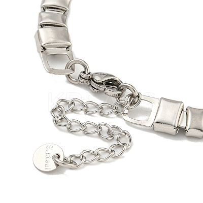 Non-Tarnish 304 Stainless Steel Rectangle & Round Ball Link Chain Bracelets BJEW-S153-03P-1