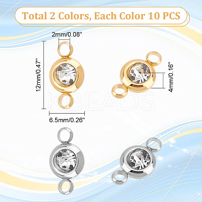20Pcs 2 Colors 304 Stainless Steel Crystal Rhinestone Connector Charms STAS-UN0041-19-1