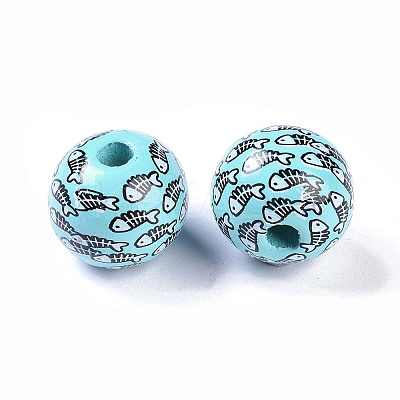 Printed Wood Beads WOOD-C017-01C-1