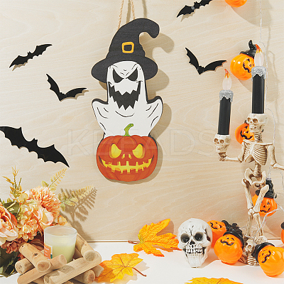 Halloween Theme Wood Pendant Decorations HJEW-WH0043-56-1