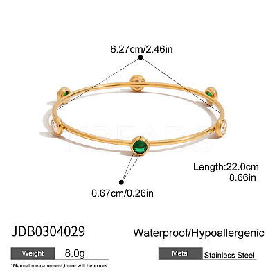 304 Stainless Steel Pave Cubic Zirconia Bangles for Women FS-WGDD90E-02-1