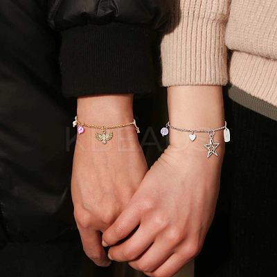 24Pcs 3 Colors 304 Stainless Steel Cable Chains Bracelets for Women BJEW-HS00008-1