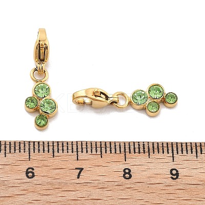 304 Stainless Steel Rhinestone Pendant Decorations STAS-M092-07G-1
