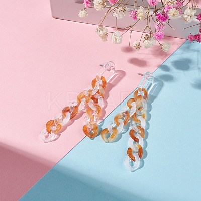 Acrylic Curb Chain Tassel Dangle Stud Earrings for Women EJEW-JE04767-05-1