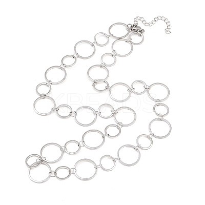 304 Stainless Steel 10MM and 14MM Ring Link Chain Necklaces NJEW-P343-02C-P-1