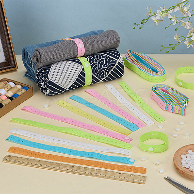 100Pcs 2 Styles Polyester Elastic Roll-up Storage Belt AJEW-FG0005-29-1