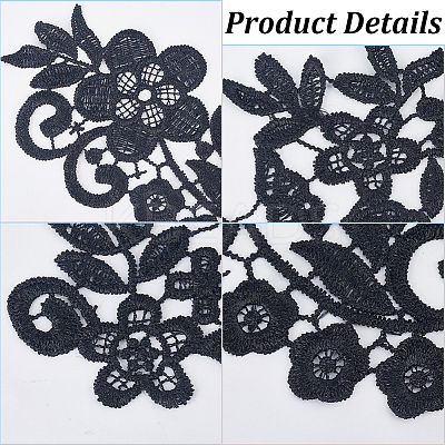 4 Pairs 2 Style Polyester & Nylon Embroidery Flower Lace Appliques DIY-GF0009-11-1