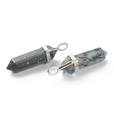 Natural Snowflake Obsidian Pointed Pendants LS-G-M378-01P-A09-1