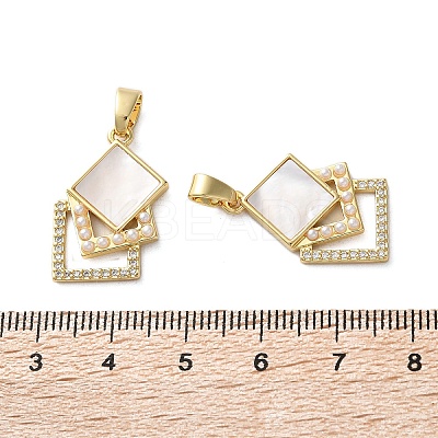 Brass Micro Pave Cubic Zirconia Pendants KK-U070-23G-1