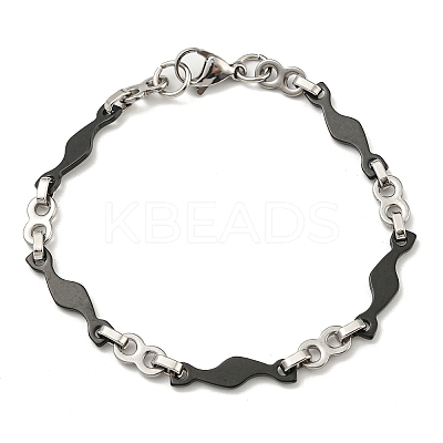 Two Tone 201 Stainless Steel Wave & Infinity Link Chain Bracelet BJEW-B078-42BP-1
