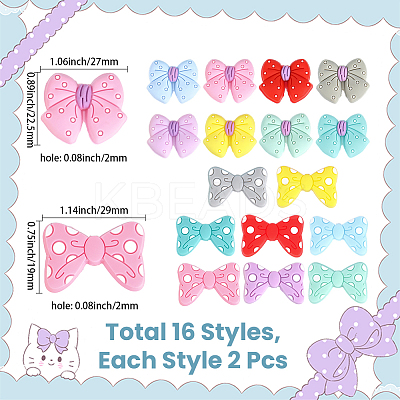 32Pcs 16 Colors Food Grade Eco-Friendly Silicone Focal Beads SIL-PA0001-33-1
