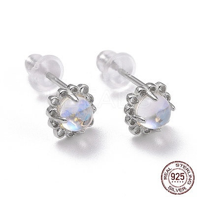 Anti-Tarnish Rhodium Plated 925 Sterling Silver Stud Earrings EJEW-M202-02P-1