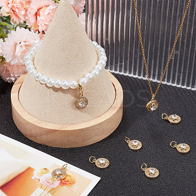 8Pcs Brass Micro Pave Clear Cubic Zirconia Charms KK-BBC0005-61-1