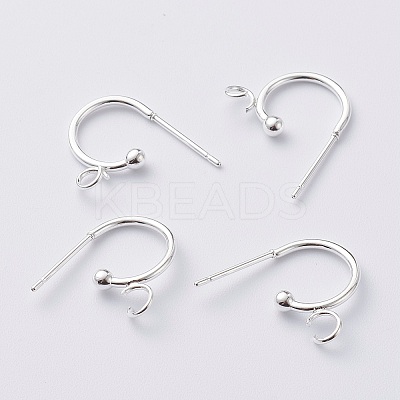 304 Stainless Steel Half Hoop Earrings X-STAS-Z028-B02-S-1