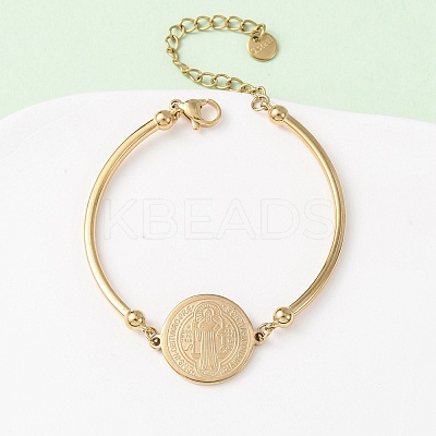 Religion 304 Stainless Steel Link Bracelets for Women BJEW-F524-02A-G-1