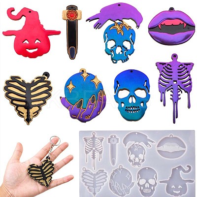 DIY Silicone Halloween Theme Pendant Molds HAWE-PW0001-035B-1