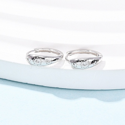 Fireworks 925 Sterling Silver Micro Pave Clear Cubic Zirconia Hoop Earrings EJEW-K317-02P-1