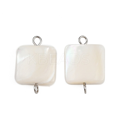 Natural Shell Square Connector Charms STAS-D378-27P-1
