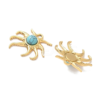 Dyed Synthetic Turquoise Sea Animal Pendants STAS-H483-33C-G-1