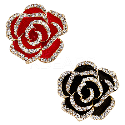 4Pcs 2 Colors Cryatal Rhinestone Flower Brooch Pin JEWB-HY0001-08-1