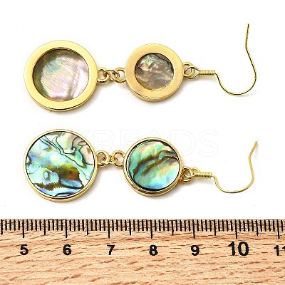 Brass Natural Abalone Shell Dangle Earrings EJEW-F388-01F-G-1