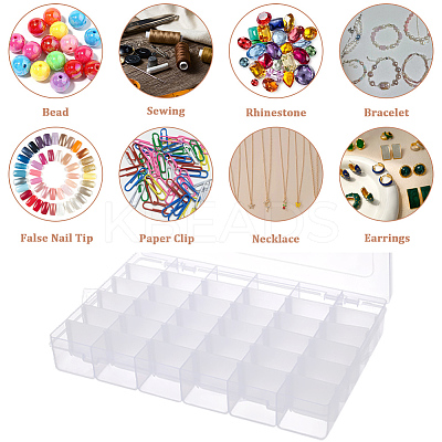 36 Grids Transparent Plastic Adjustable Dividers Boxes with Hinged Lid CON-PA0001-08-1