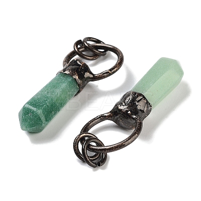Natural Green Aventurine Faceted Pointed Bullet Pendants G-A221-03E-1