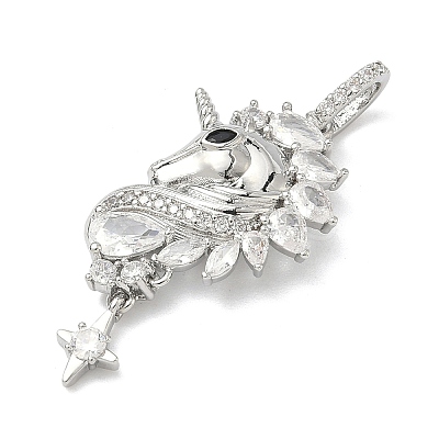Brass Micro Pave Clear Cubic Zirconia Pendants KK-I476-13P-1