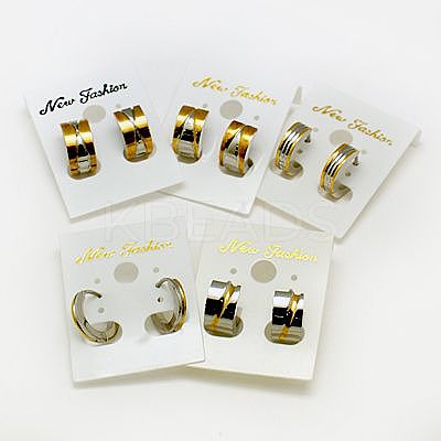 Fashion 304 Stainless Steel Huggie Hoop Earrings EJEW-G124-M19-1