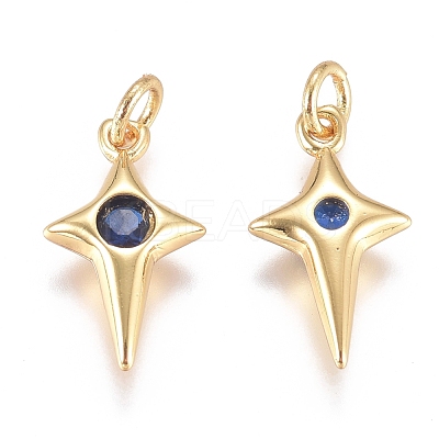 Brass Micro Pave Cubic Zirconia Charms ZIRC-G168-53G-01-1