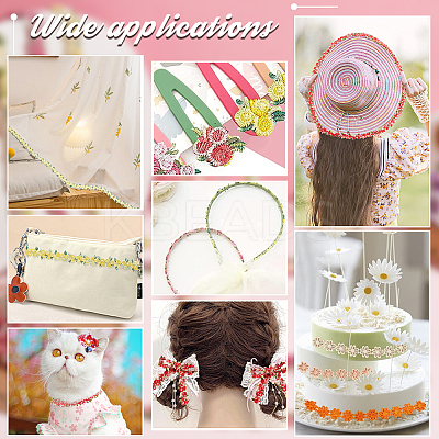 6 Yards 6 Colors Flower Polyester Embroidery Lace Ribbon OCOR-PH0002-17-1
