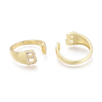 Brass Micro Pave Clear Cubic Zirconia Cuff Rings X-RJEW-F103-13B-G-1
