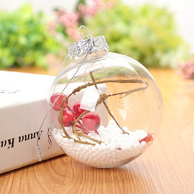 Transparent Plastic Fillable Ball Pendants Decorations XMAS-PW0002-02B-01-1