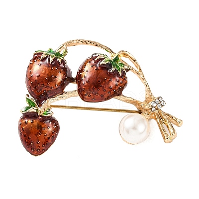 KC Gold Plated Alloy Crystal Rhinestone Fruit Brooches JEWB-L017-03KCG-1