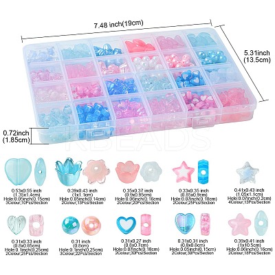Acrylic Bead Flowers/Stars/Hearts OACR-FS0001-68-1