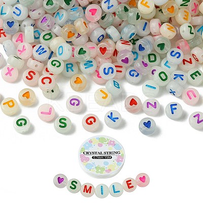 DIY Luminous Acrylic Letter Beaded Stretch Bracelet Making Kit DIY-YW0008-37-1