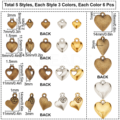90Pcs 15 Style Tibetan Style Alloy Pendants TIBEP-SC0002-13-1