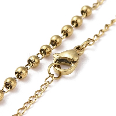 202 Stainless Steel Rosary Bead Necklaces NJEW-D060-01B-G-1